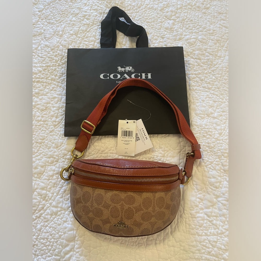Signature Coach Bethany Belt Bag in Tan/Rust in EUC